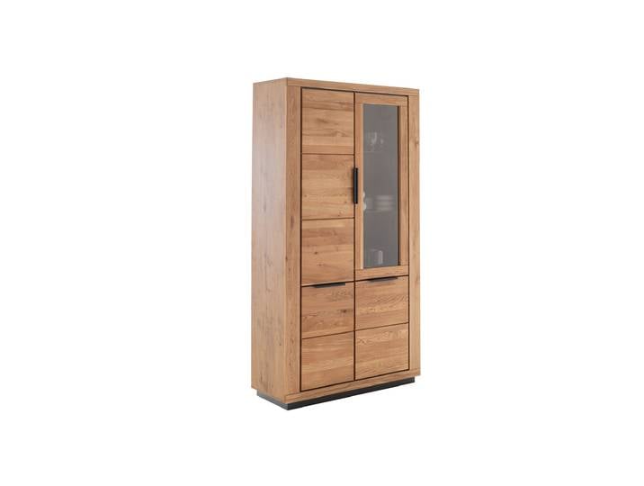 Vitrine mit Glastür Wildeiche massiv geölt Breite 107 cm - GRENO