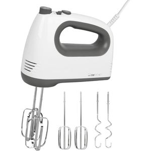 Clatronic Handmixer HM 3775, weiß, 5 Geschwindigkeiten, mit Knethaken, Schneebesen und Rührbesen, 400 Watt