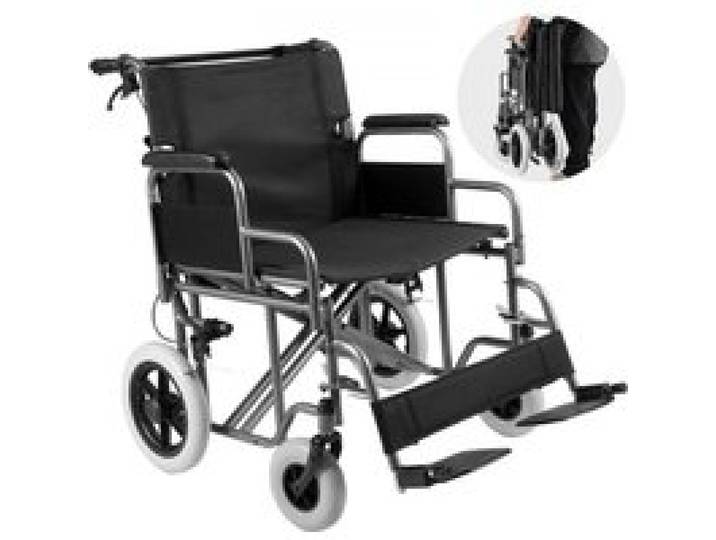 VEVOR Rollstuhl, Transportstuhl aus Karbonstahl für Erwachsene, Faltbarer Rollstuhl mit abnehmbarer Armlehne, selbstsperrende Bremse, 24 Zoll breiter Sitz, Tragkraft 300 Pfund, für freie Bewegung von Behinderten