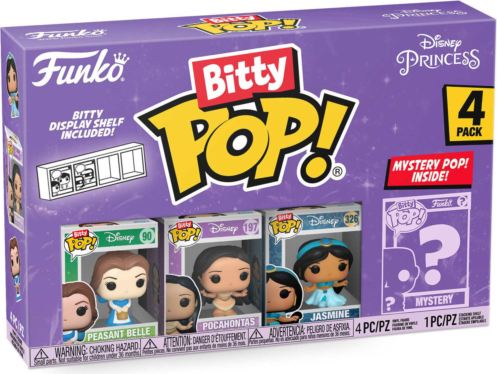 Funko Bitty Pop! Disney Prinsessen set met Belle, Pocahontas en Jasmine - 4 stuks