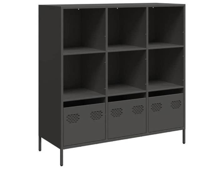 VVMEUBLE Enfilade Bahut Buffet Bas Contemporain Buffet haut noir 101 5x39x103 5 cm acier BLACKFRIDAYS81813114