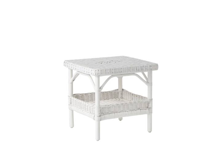 Table basse carrée rotin blanc
