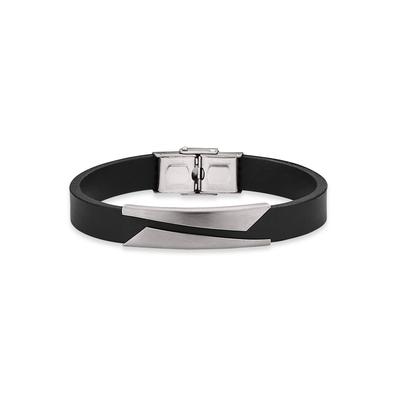Armband BRUNO BANANI "Schmuck Geschenk Lederarmband" Gr. 20,5, grau (schwarz, edelstahlfarben), Armbänder, Herren, 20,5, Edelstahl Kautschuk, Edelstahl, Kautschuk, Armband