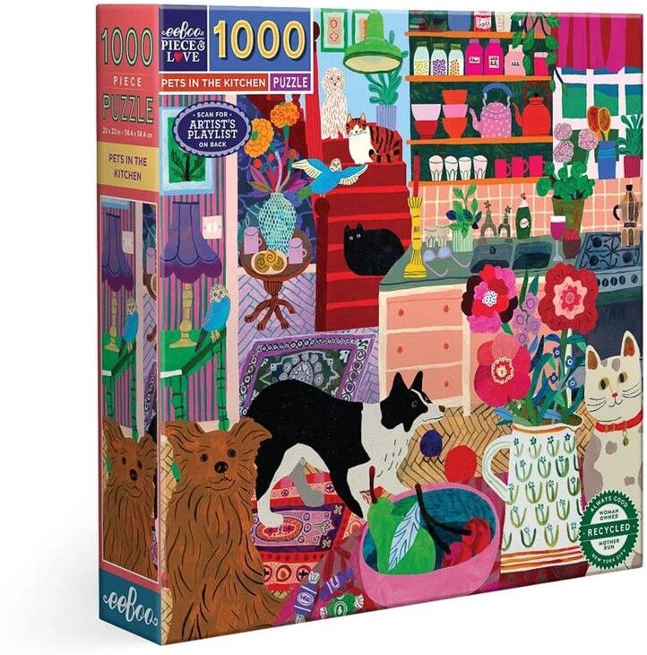 Puzzle 1000 pcs Pets in the Kitchen - Eeboo