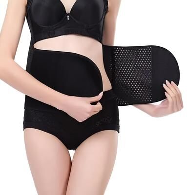 Healfit Counter Black Polyester Abdominal Shaping Belt, Adjustable Breathable Lumbar Support Belt, Targeted Compression Pads Lower Back black 4xl