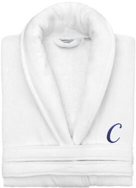 Authentic Hotel and Spa 100% Turkish Cotton Personalized Unisex Anovia Velour Bathrobe - Black Script Font