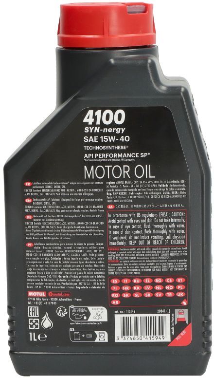 Motoröl MOTUL 113149 4100 SYN-NER 15W40 1L