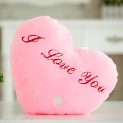 Snug & Styled Heart Letter LED Plush Pillow Soft Glowing Decorative Cushion pink
