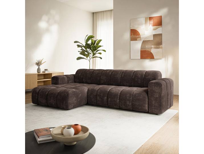 Masseno Ecksofa SETIA, Sofa L-Form, Moderne Eckcouch für Wohnzimmer - Braun, LUMO 40
