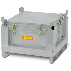 CEMO Akku-Sicherheitsbox Stahlsammelbehälter, feuerfest, für Lithium Akkus, 71,5 x 71,5 x 58 cm