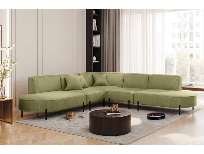 Fun Möbel Ecksofa Sofa VALENCIA Seite universal, Rundumbezug