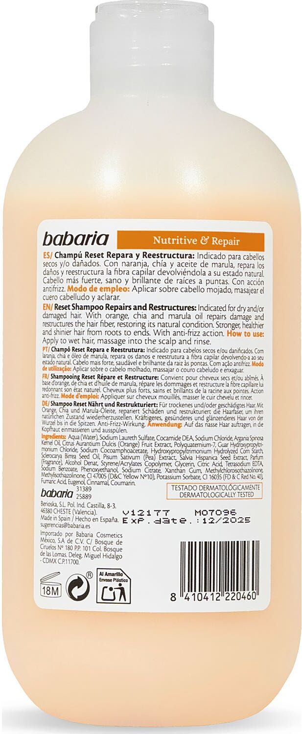 Babaria Nutritive & Repair Champú Reset Cabello Seco 500 ml