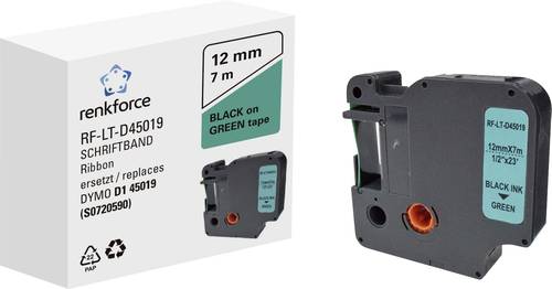 Renkforce RF-LT-D45019 Kompatibel ersetzt DYMO D1 - 45019 12mm Bandfarbe: Grün Schriftfarbe: Schwarz 7m