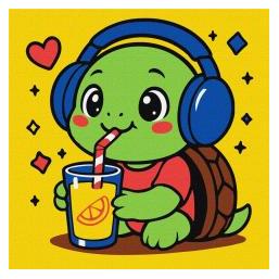 Ideyka Malen nach Zahlen - Schildkröte trinkt Limonade (66128787)