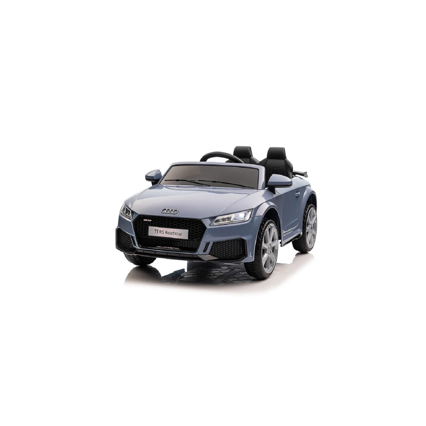 ES-Toys Kinder Elektroauto Audi TTRS, EVA-Reifen, Sicherheitsgurt, Fernbedienung grau-blau