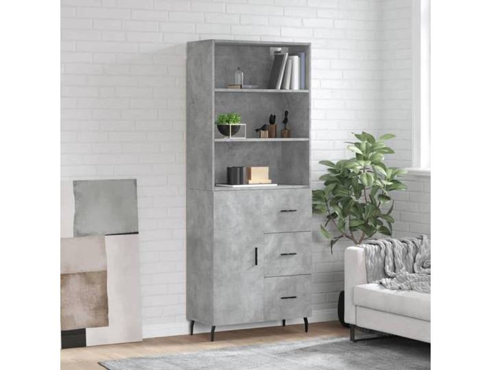 Commode Bahut/Vaisselier Buffet haut - SMG - gris Buffet haut Gris béton 69 5x34x180cm - Bois d'ingénierie ABHT 7591769