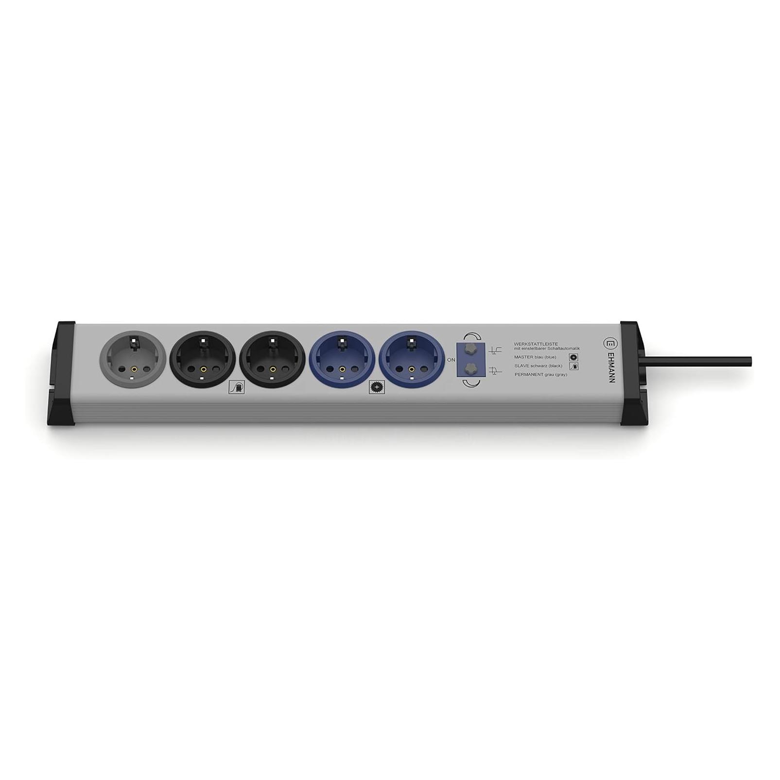 Ehmann 0266x00059301 Master/Slave-Steckdosenleiste Silber, Schwarz Schutzkontakt 1St. (5x, CEE 7/3, 1.50 m) (0266x00059301)