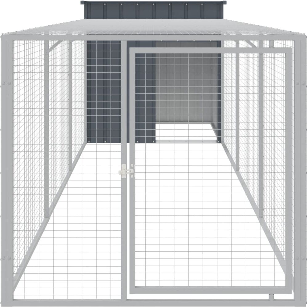 vidaXL Poulailler avec cour anthracite 110x405x110 cm acier galvanisé