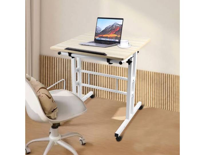 YIPEEMA. Bureau Mobile Debout - Avec Support D'unité Principale - Couleur Érable Blanc - 80*60*67-117cm.