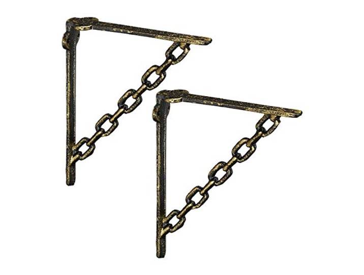 Relaxdays Équerre étagère Murale\, Lot de 6\, Style Ancien\, Support pour étagères\, Motif Chaines\, Fonte de Fer\, Vintage\, Bronze