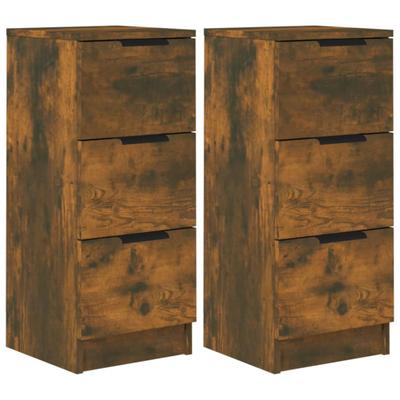 vidaXL Sideboards 2 Stk. Räuchereiche 30x30x70 cm Holzwerkstoff