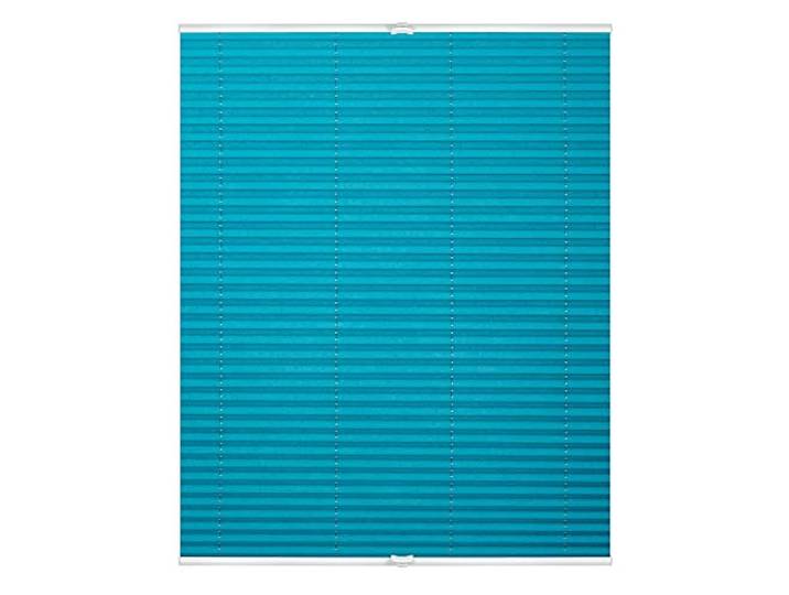 Lichtblick Plissee Blickdicht ohne Bohren Blau 80 cm x 210 cm (B x L) Plissee Klemmfix, verspannt, lichtdurchlässig, Uni, mit eleganter Crushed Optik, Montage ohne Bohren, Mit Lichtfilter