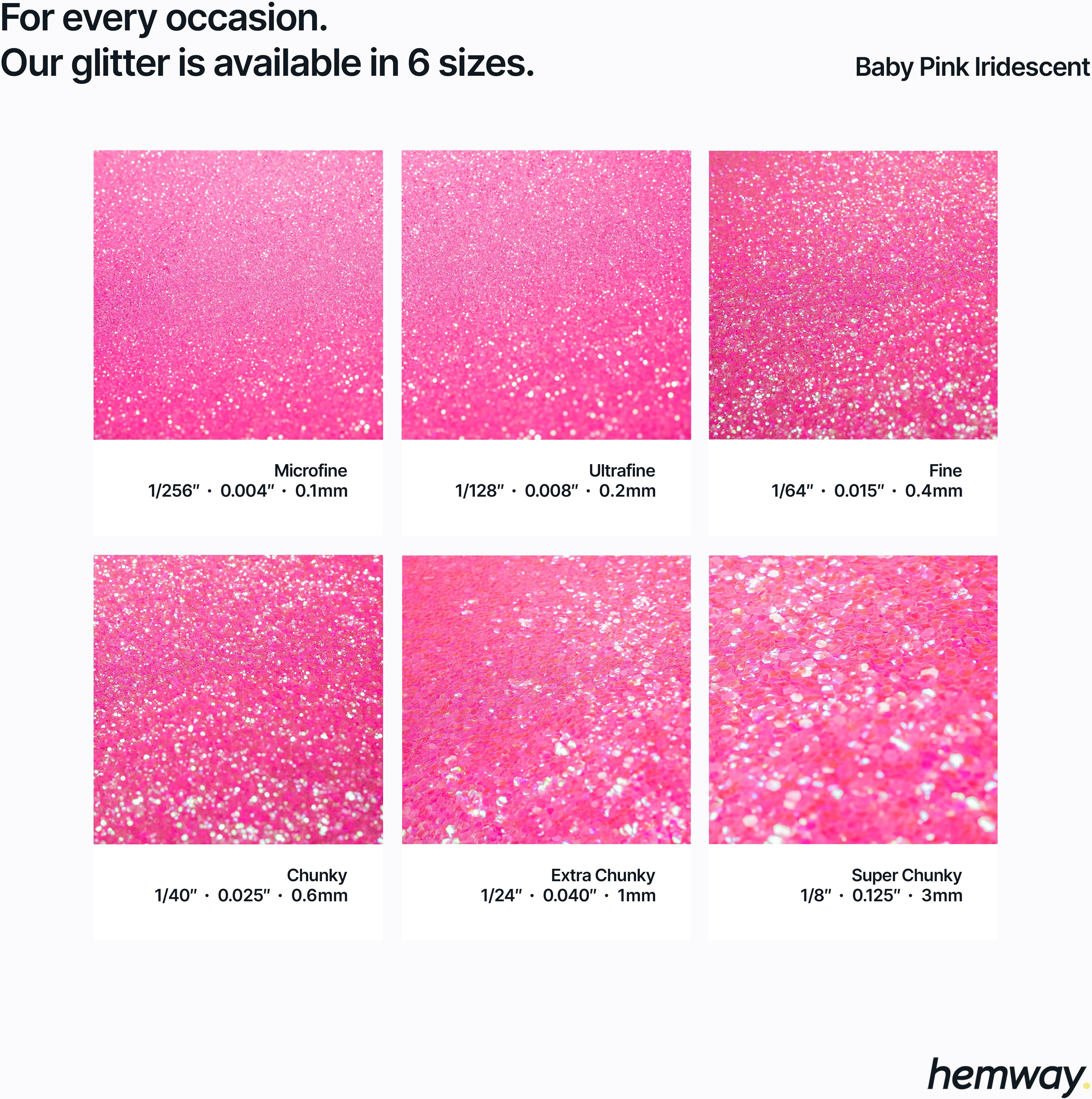 Hemway Multi-Size Glitter Shaker 120g / 4.2oz   Baby Pink Iridescent   Cosmetic, Festival, Epoxy Resin, Crafts - Baby Pink Iridescent - Multi-Size