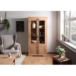 Vitrine Mango 97x45x190 beige geölt TOULOUSE #01