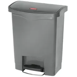 Treteimer Rubbermaid Slim Jim Kunststoff grau 30 L Tretabfallbehälter mit Pedal an der Breitseite