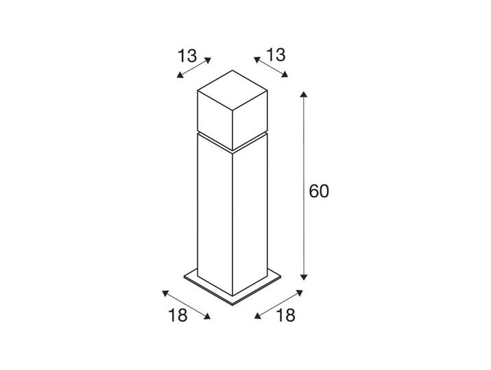 SLV Sockellampe Square Pole, Höhe 60 cm, grau, Edelstahl Pole, alu / grau / zink, Edelstahl, Modern, Außenleuchte