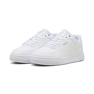 Sneaker PUMA "CAVEN III JR", Mädchen, Gr. 38, puma weiß, puma silber, Synthetik, mehrfarbig, Schuhe Sneaker, für sportliche Aktivitäten und Streetwear, gepolstertes Fußbett