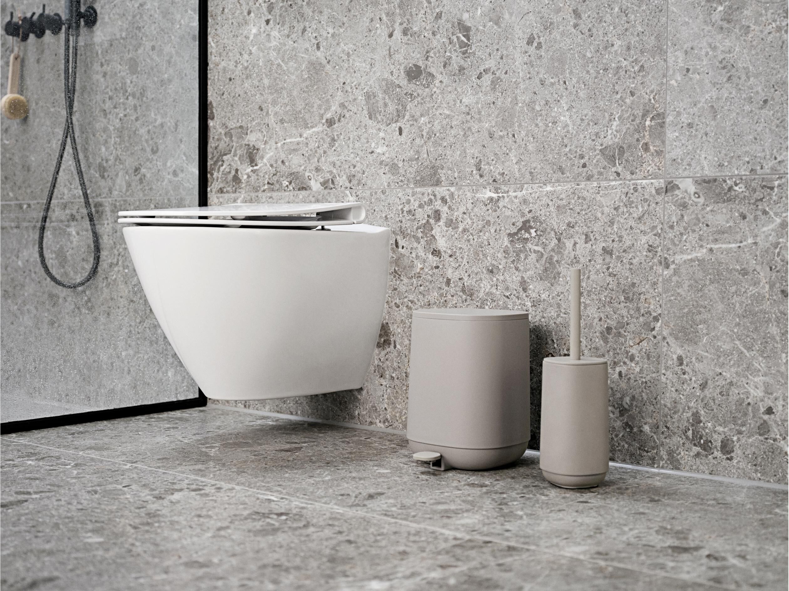 Kosmetikeimer ZONE DENMARK "Time 3 l", grau (betonfarbe), B:20,8cm H:27,5cm T:20,8cm, Kunststoff, Mülleimer, Kosmetikeimer betonfarbe B/H/T: 20,8cm x 27,5cm x 20,8cm, 3 l