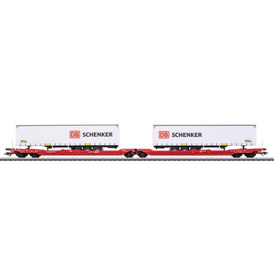 Güterwagen MÄRKLIN "Doppel-Taschenwagen Sdggmrss 738 - 47470", rot (weiß), Modelleisenbahn-Fahrzeuge, Kinder, Kunststoff, Metall