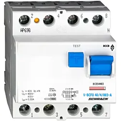 Schrack FI-Schutzschalter, 40A, 4-polig, 30mA, vsf., Typ A (Puls) BC054403—