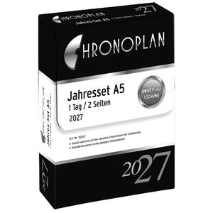 Chronoplan Kalendereinlagen 50207, Jahres-Set 2027, 1 Tag auf 2 Seiten, A5