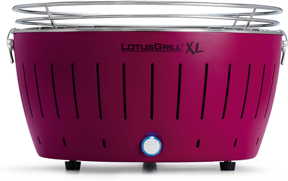 LotusGrill LG G435 U PU  Tragbarer XL-Holzkohlegrill für den Außenbereich  Violette Außenhülle