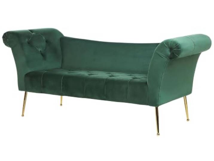 Beliani Bequeme Chaiselounge im Retro Stil Samtbezug dunkelgrün Nantilly