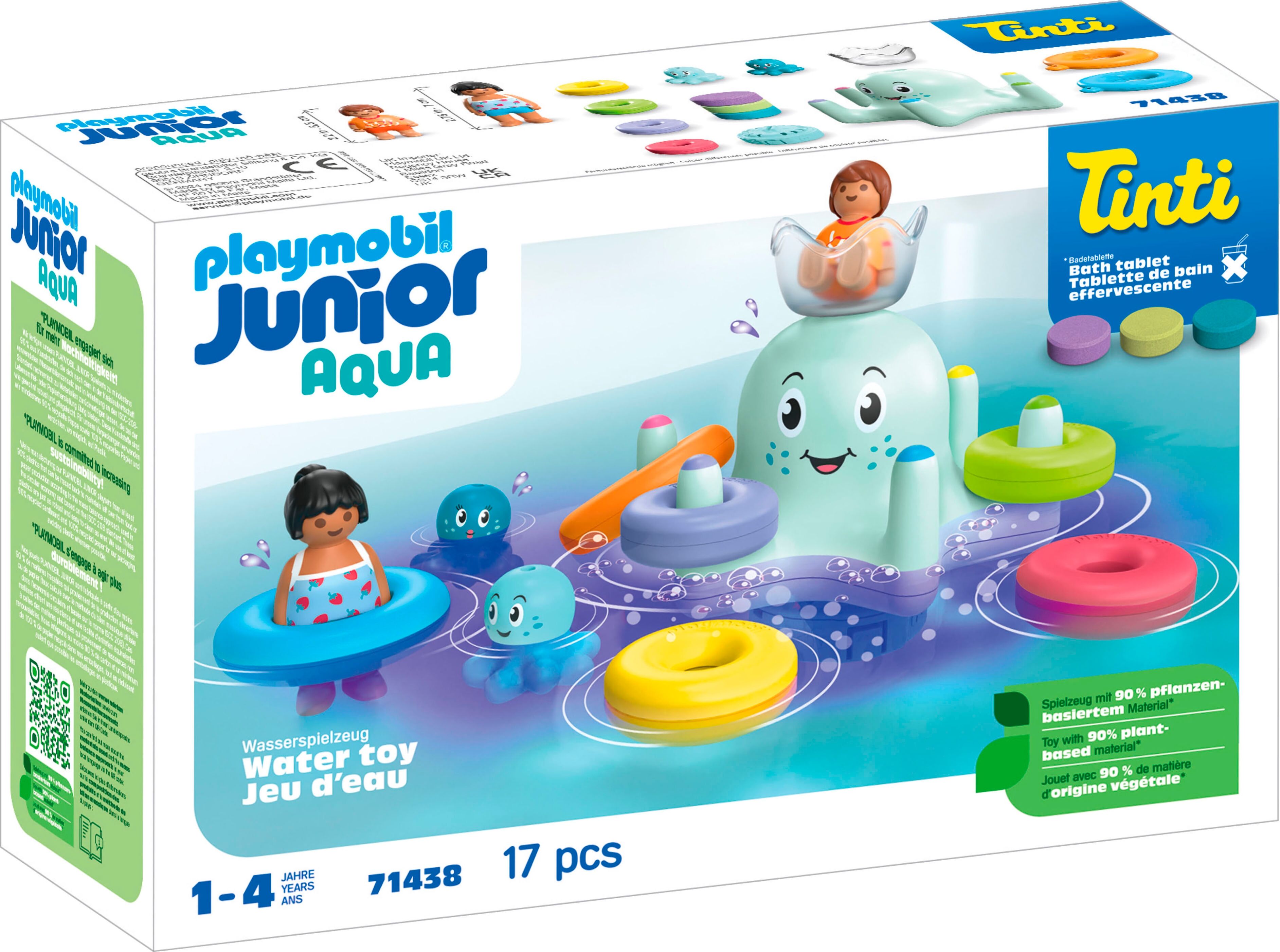 Konstruktions-Spielset PLAYMOBIL "Bunter Tintenfisch, inkl. 3 Tinti-Badetabletten (71438)", bunt, Spielbausteine, Kinder, Kunststoff, Konstruktions-Spielset, JUNIOR AQUA & Tinti; Made in Europe