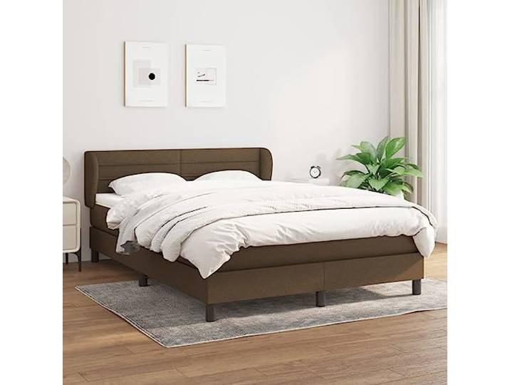 RJPLMFV Lattenrost, komplett, 140 x 190 cm, Dunkelbraun Verstellbarer Kopf, Matratze mit Taschenfedern, Rückenstütze, atmungsaktiver Stoff