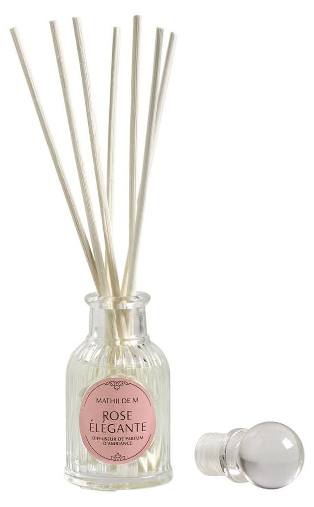 Dripio Geurverspreider met bamboestokjes en glazen fles, Rozengeur, 30 ml