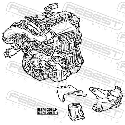 FEBEST Lagerung, Motor BZM-205RH rechts für Mercedes
