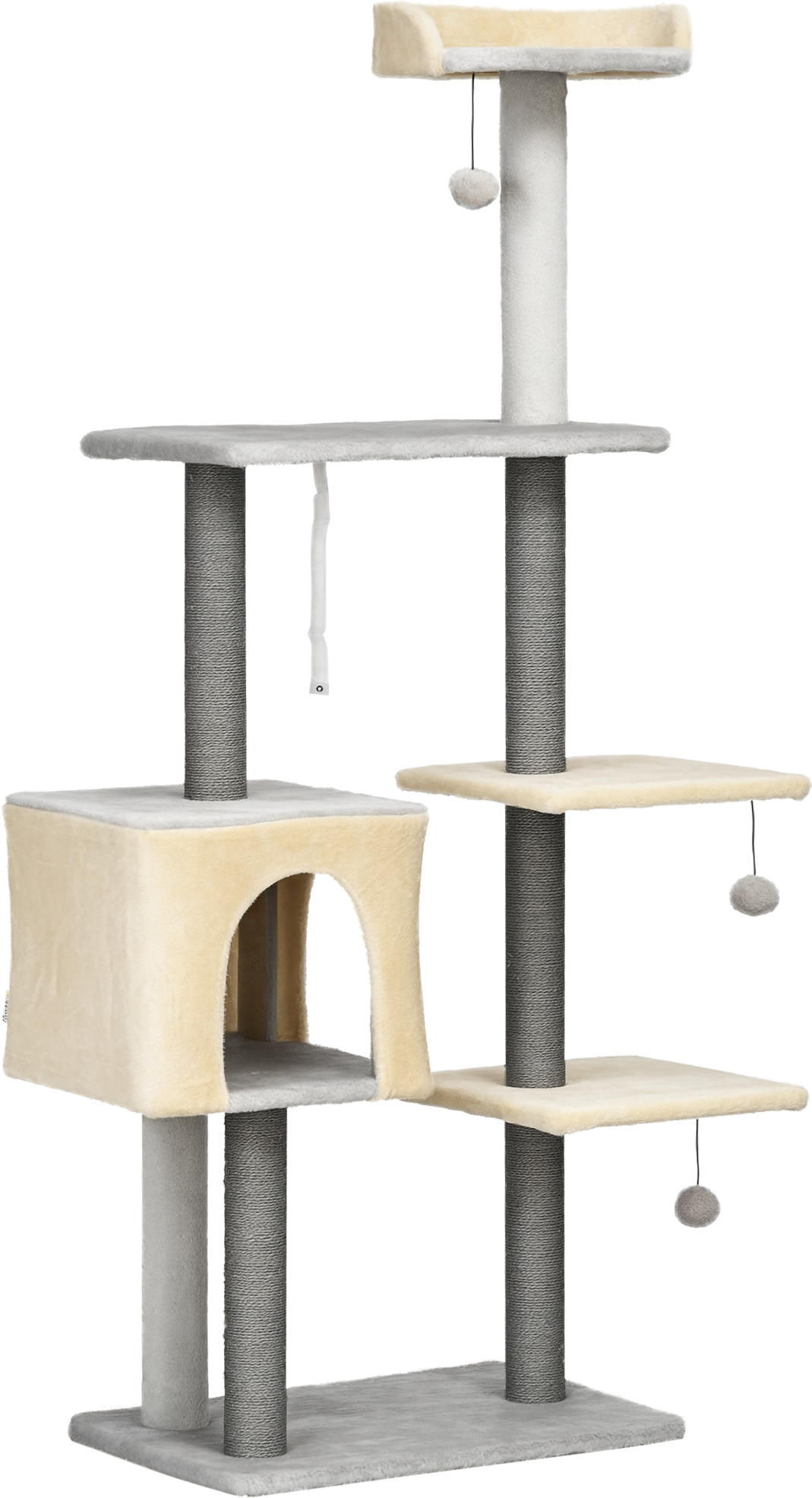 Altro Tiragraffi Per Gatti Alto 156cm Con Lettino, Casetta E Pali Tiragraffi In Sisal