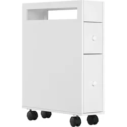 BADEZIMMERSCHRANK mit Rollen, Nischenschrank mit 2 Schubladen, offenem Fach