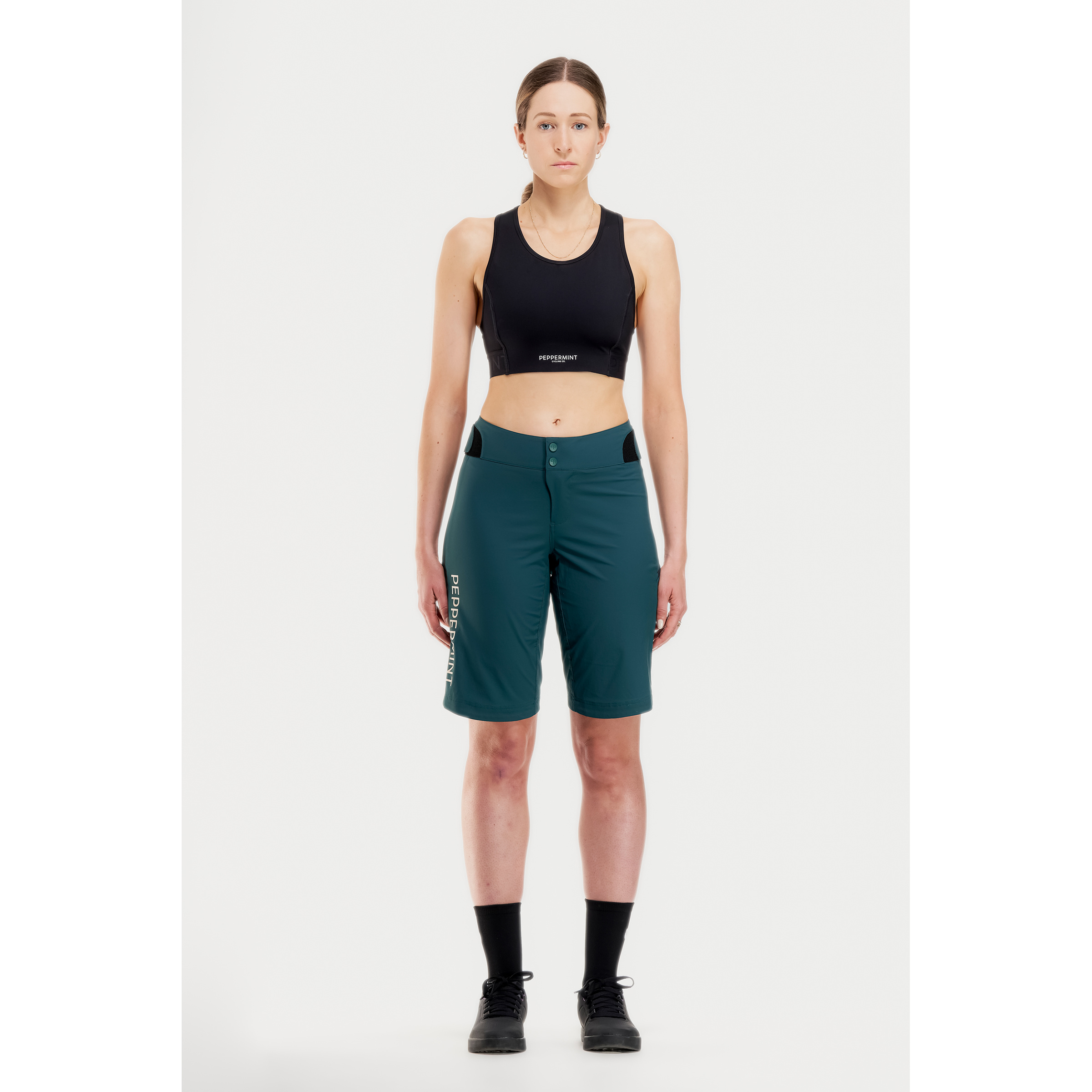 Peppermint Signature Tech Radhose kurz Damen Fahrradhose tuerkis Größe XS Mountainbike Widerstandsfähig Wasserabweisend