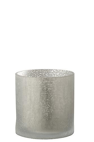 J-Line Windlicht Cilinder Craquelé Glas Grijs Large