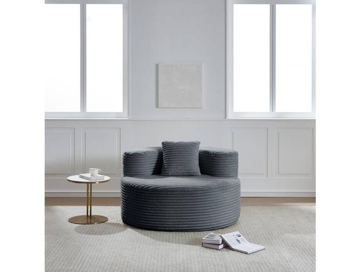 Canapé compressé – Velours côtelé – Gris foncé – Sans montage – Coussin inclus