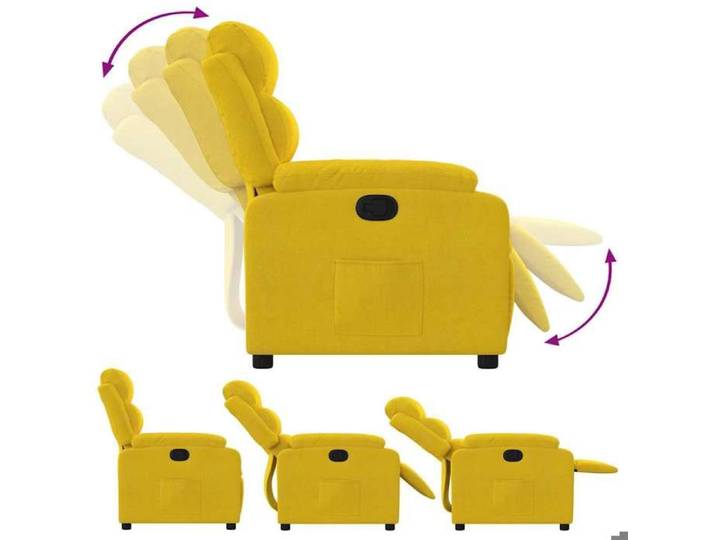 Fauteuil relax - Jaune - Fauteuil inclinable - maximale : 110 kg - jaune velours 75x92.5x100 cm F7500