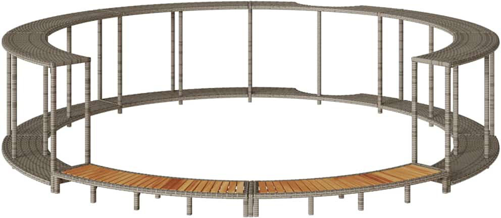 Ivy Bronx Hot Tub Surround With Storage And Wooden Step Poly Rattan Grey 55cm H X 243cm W X 243cm D