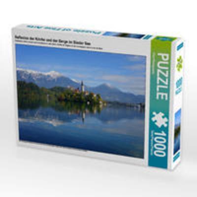 CALVENDO Puzzle Reflexion der Kirche und der Berge im Bleder See 1000 Teile Lege-Größe 64 x 48 cm Foto-Puzzle Bild von iPics Photography