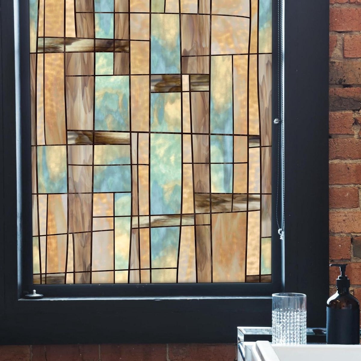 Decoratieve raamfolie met stained glass effect voor privacy, 61 x 91 cm